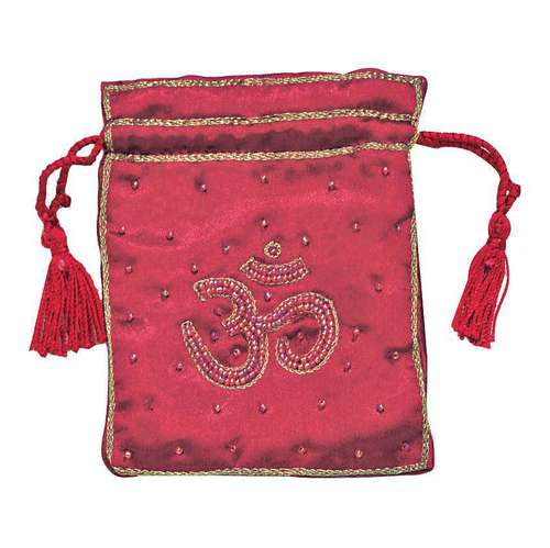 Om Burgundy Beaded Bag