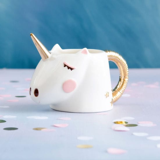Ceramic Unicorn Mug With Gold Accents