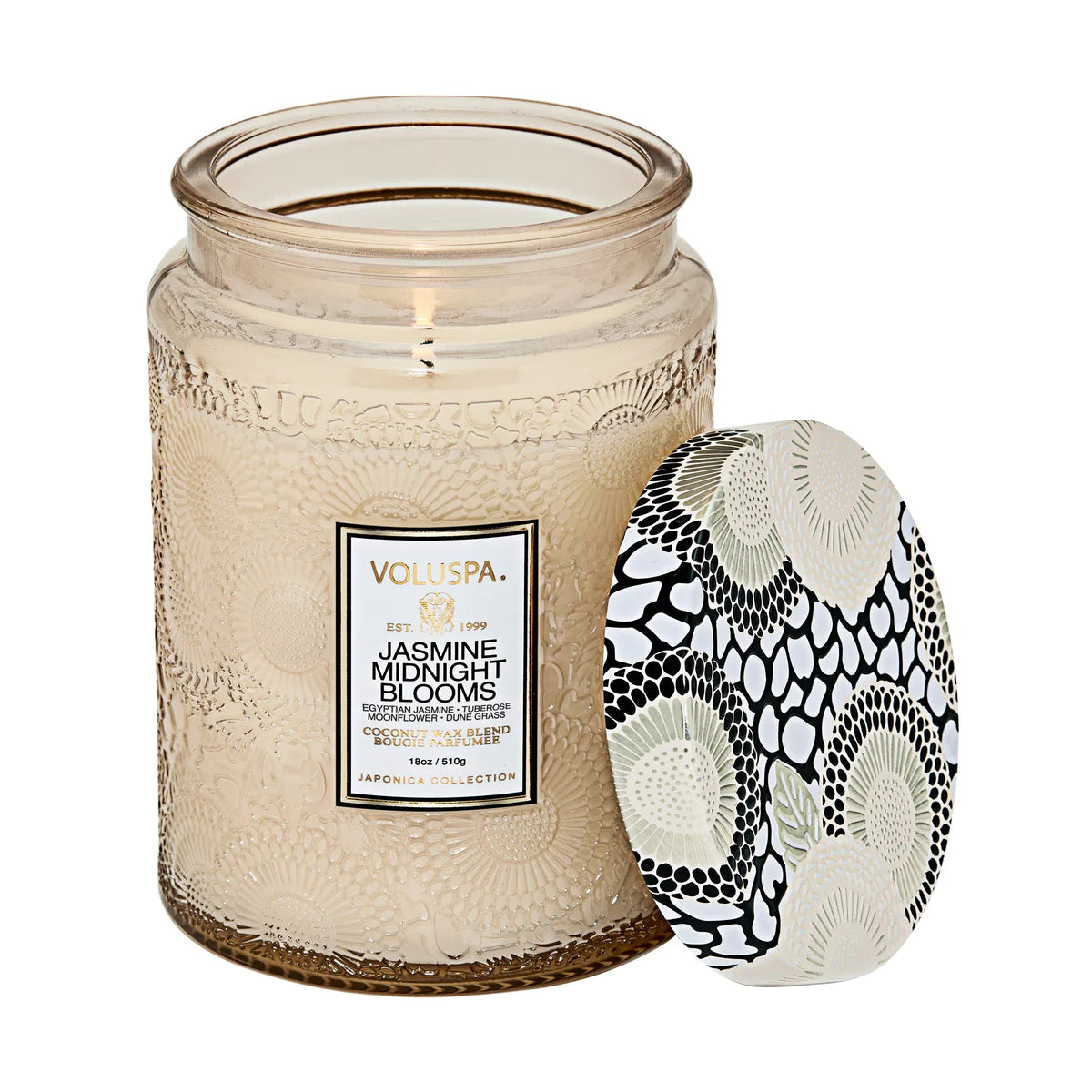 Jasmine Midnight Blooms Large Embossed Jar Candle