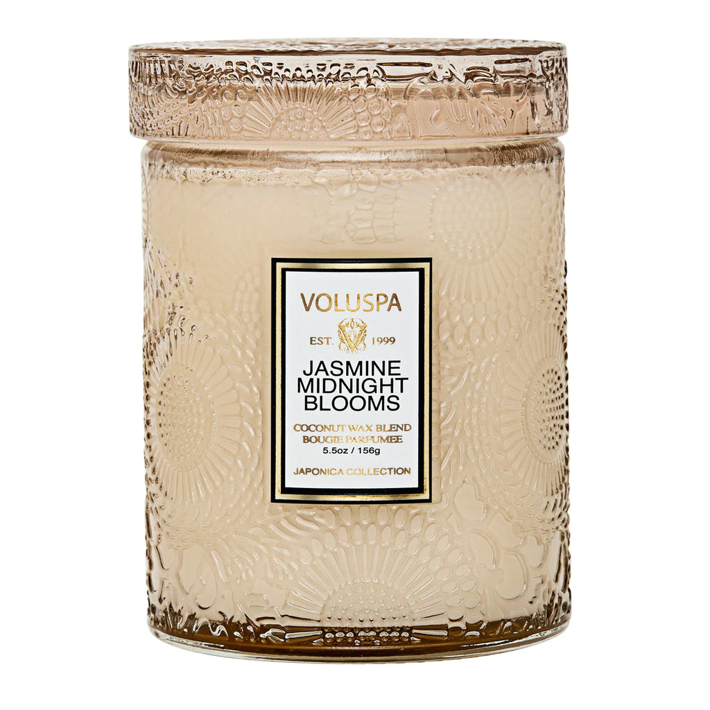 Jasmine Midnight Blooms Small Embossed Glass Candle