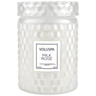 Milk Rose Large Embossed Glass Candle