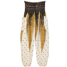 Jeannie Pants in White & Gold Feathers