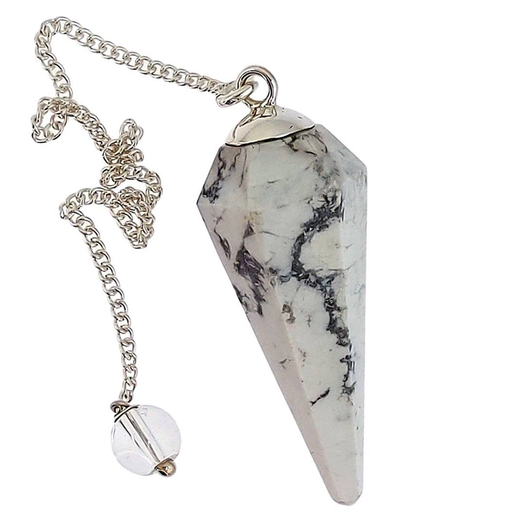 Crystal Earth Sterling - Pendulum - Natural Faceted Howlite Agate