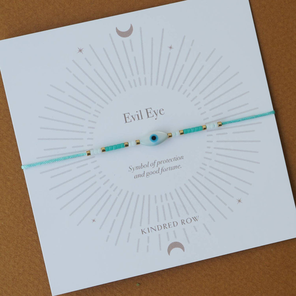 Evil Eye Cord Bracelet in Turquoise