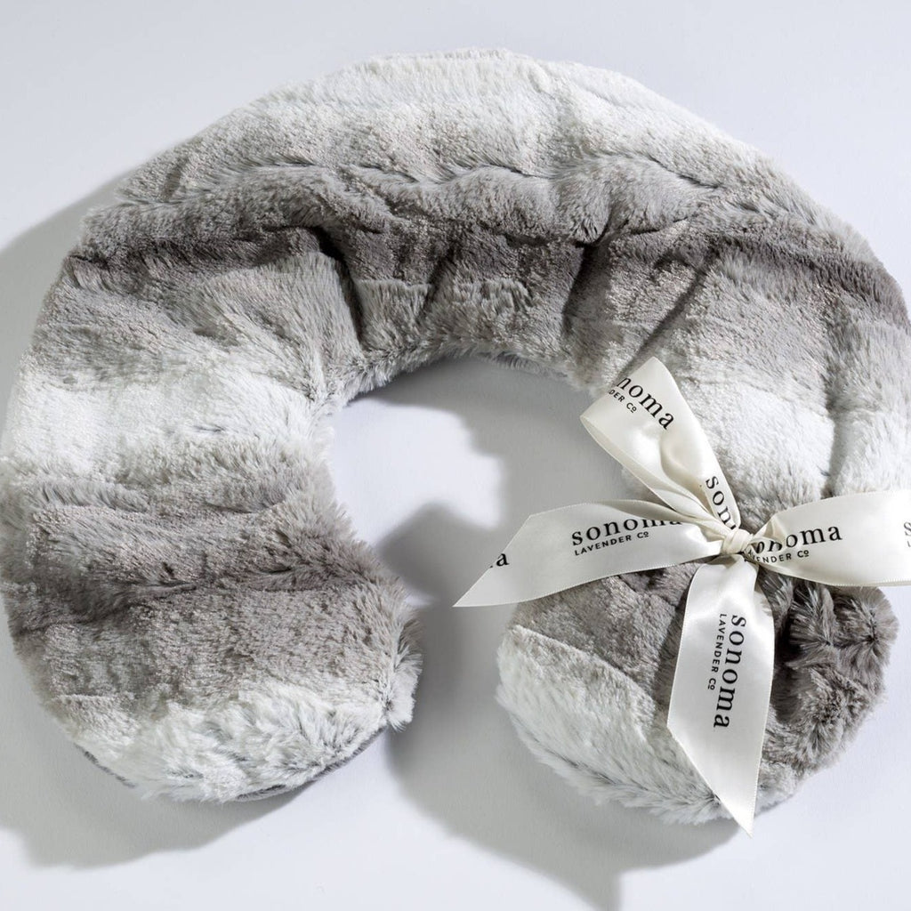 Lavender Filled Neck Pillow In Angora Platinum Fur