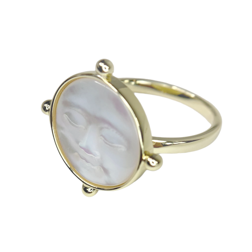 Moon Face Moon Dance Gold Plated Ring
