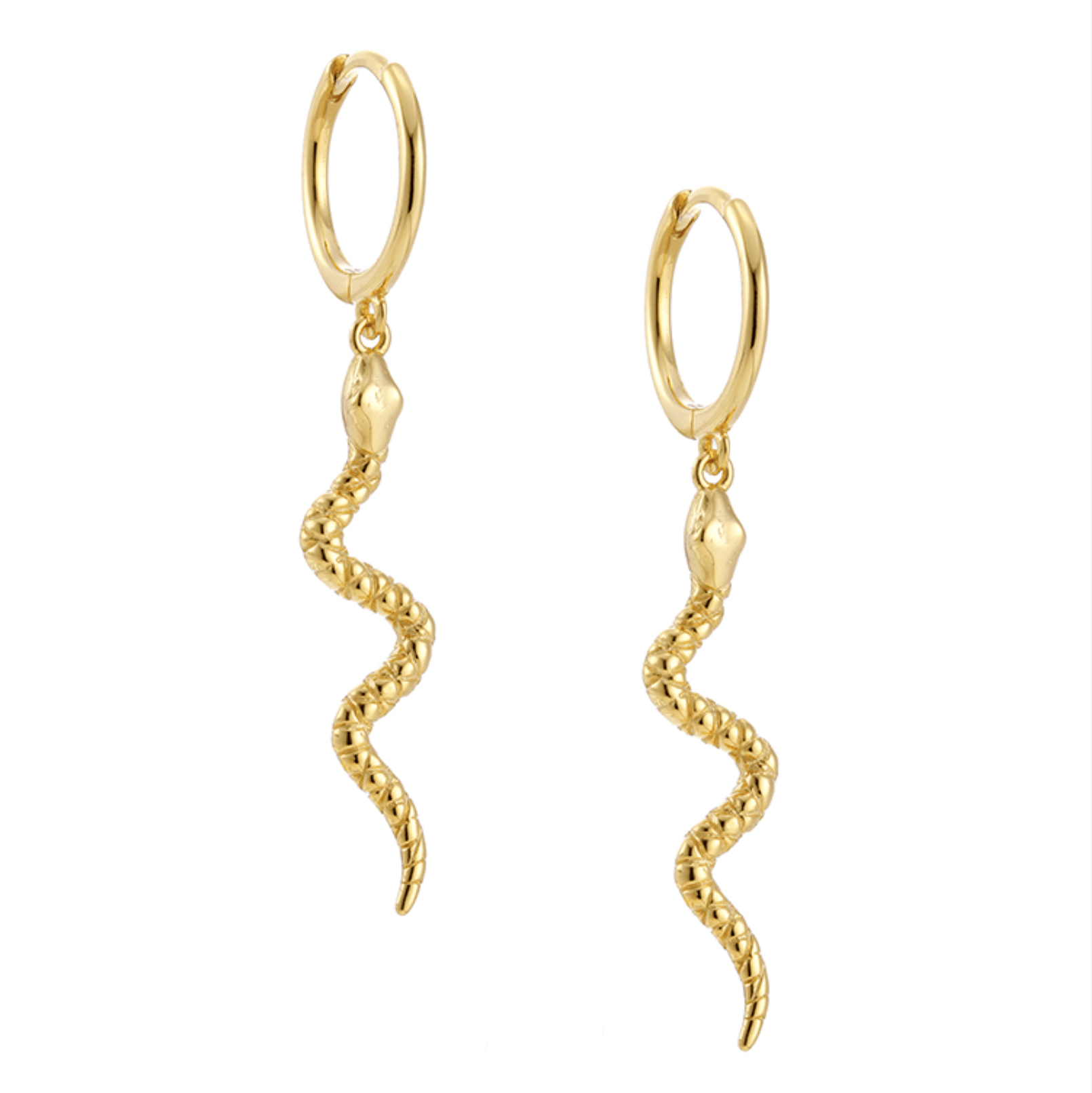 Snake Charmer Dangle Huggie Gold Hoop Earrings