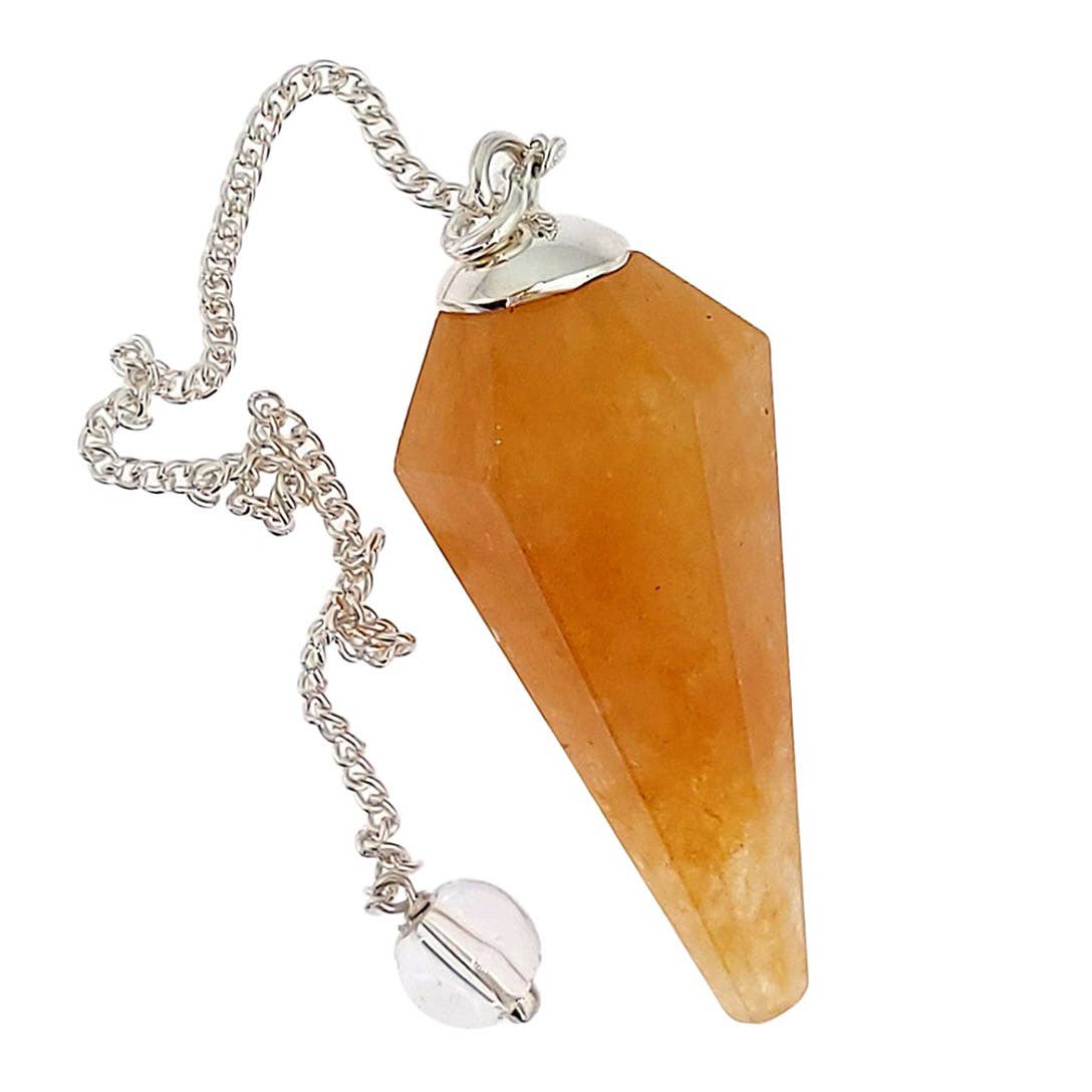 Crystal Earth Sterling - Pendulum - Natural Faceted Golden Quartz