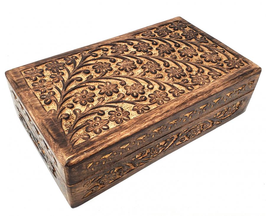 Floral Carved Wooden Box