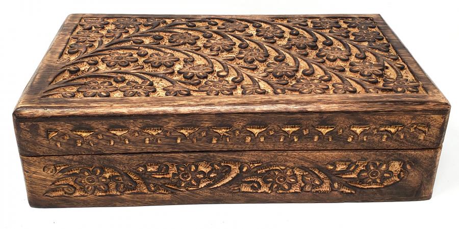 Floral Carved Wooden Box