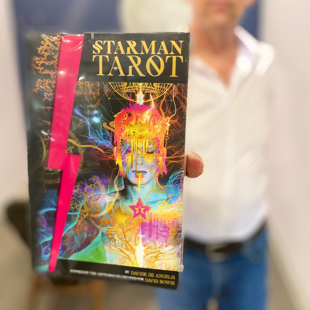 Starman Tarot Box Held Up by Person