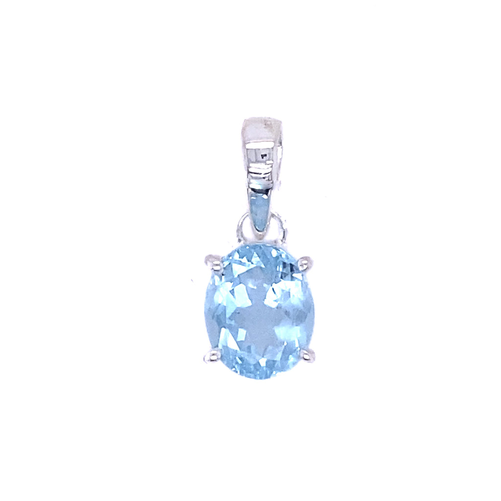 Faceted Aquamarine Sterling Silver Pendant