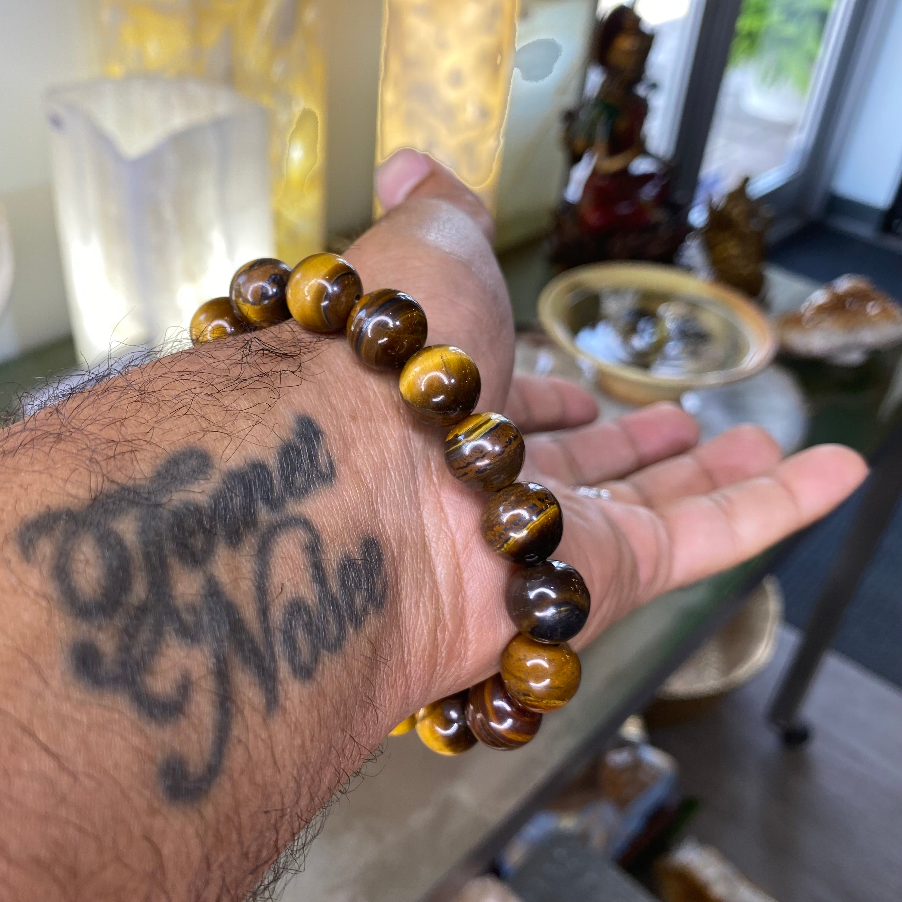 10mm Tiger Eye Stretch BeadBracelet on Arm