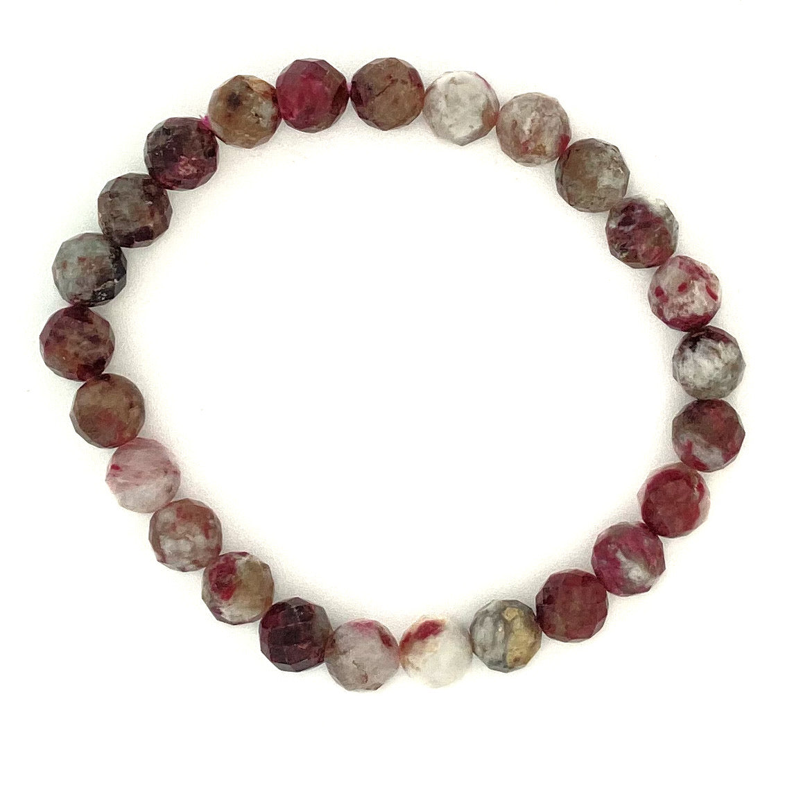 Eudialyte Gemstone Faceted Bead Stretch Bracelet