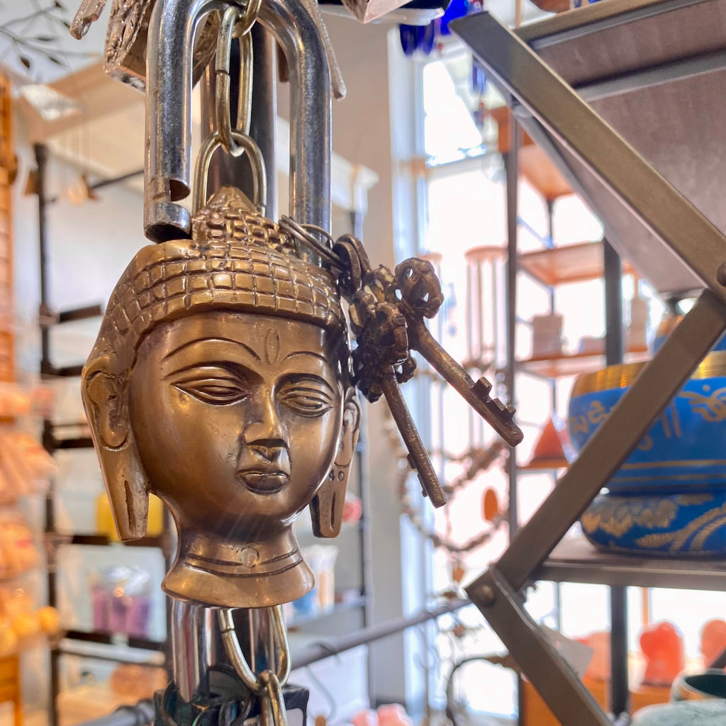 Buddha Head Brass Tibetan Antique Lock