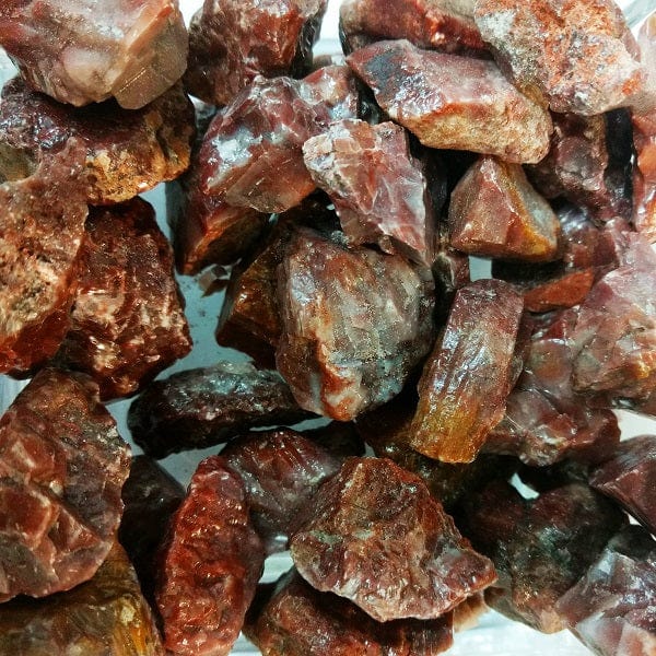 Red Calcite Rough Natural Pocket Stones Grouped