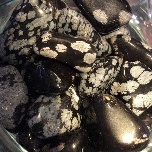 Obsidian Snowflake Tumbled Pocket Stone for Protection and Calming